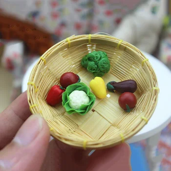1/12 Lutke Miniaturni dodatna Oprema Mini Zelenjave Bambusa Košarico Simulacije, Kuhinjo, Hrano, Igrače za Doll House Decoration