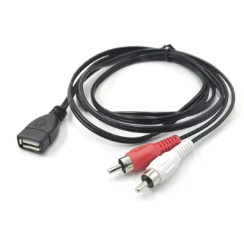 1,5 M/5 Ft USB 2.0 Ženski Vtičnico Na 2 RCA Moški Vtič priključek za Avdio Video Kabel Podaljšek Adapter k