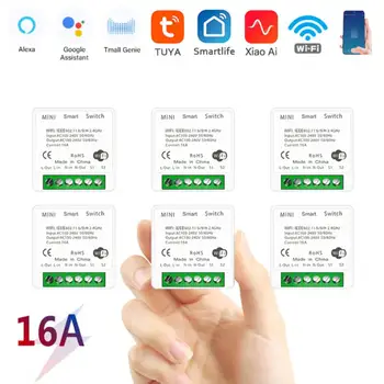 10Pcs 16A Tuya WiFi, Mini DIY Smart Stikalo 2 Način za Nadzor Pametne Avtomatizacijo Doma Modul Preko Alexa googlova Domača stran Alice Smart App Življenje