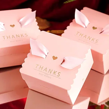 10pcs Pink Poroka bonboniera Kitajski zahvale Korist Darilni Embalaži Trak Vrečko Čokolade Baby Poročni Tuš Stranka Dobave