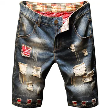 2021 Nove Poletne Moške Raztrgala Priložnostne Denim Kratke Jeans Ulične Naravnost Moške Bombažne Hlače Plus Velikost 40 Bermudas Hombre