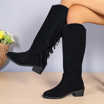 2023 nova moda z Krzno pozimi visokih petah kolena, visoko ženska, čevlji toplo ženske čevlji modni klini sneg škornji