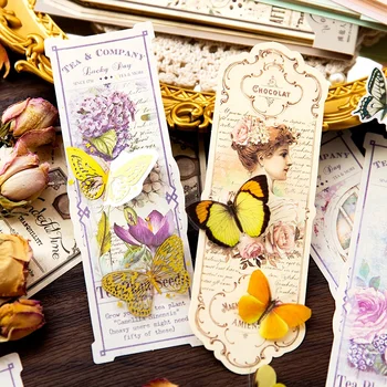 24 kosov Lepljive Opombe kartice retro literatura priročnik DIY dekorativni material multi-slog pisane rože znakov 6 modelov