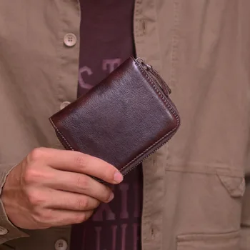 AETOO Prva plast cowhide denarnice fantje zadrgo multi-funkcionalne pravi pickup vrečko mladi usnje teksturo kratke ženske usnje walle