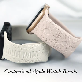 Apple Watch Band Sončnično Šport Band Združljivi Z Apple Watch Mehki Silikonski Cvetlični Fadeless Trak Trakovi Ženske Moški, Ki Je Vgravirana
