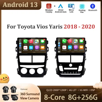 Avto Večpredstavnostna Radio Player Android 13 Za Toyota Vios Yaris 2018 - 2020 Navigacijo GPS, Zaslon na Dotik, 4G SIM BT Brezžični CarPlay