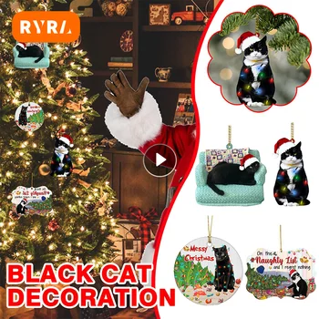 Božič Black Cat Obesek 2023 Božično Zabavo Dekoracijo Novo 2024 Drevo Leto, Darila, Okraski Doma Božični Okraski Visi