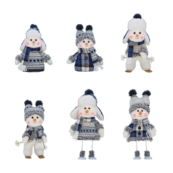Božič Blue Serije Snežaka Krpo Lutke Dekoracijo za Drevo, Okna Okraski E9LD