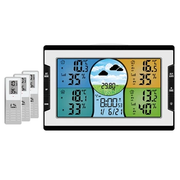 Digitalna Ura RF Temperatura & Vlažnost Indikator Opozorilo Alarm Meteorološka Postaja Vremenska Napoved Zraka Zaslon