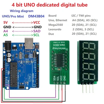 DM43B04 4 bit 7-Seg I2C LED Zaslon IIC Digitalni Cev Modul za Arduiuo UNO MEGA2560