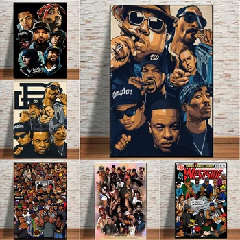 Hip Hop Tupac Glasbe Star Raperji Moda Plakatov In Fotografij 2PAC Slika Na Platnu Steno Umetnosti Slikarstva Za Dnevna Soba Dekoracijo