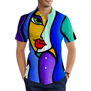 HX Moda za Moške Majice Ilustracije Umetnosti 3D Tiskanih Priložnostne Srajco Poletje River Kratek Sleeve Majica Moški Oblačila Camisas