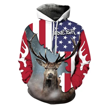 Jeseni Sweetshirt 3D Elk tiskanje moški/womenLong Rokav vintage Moda Hooded Moda Otroci hoodie Y2K mencoat oblačila