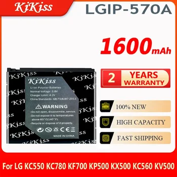 KiKiss 1600mAh LGIP-570A Visoka Zmogljivost Baterija za LG KC550 KC780 KF700 KP500 KX500 KC560 KV500
