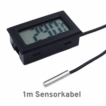 Mini Digitalni Termometer, Temperaturo LCD Zaslon S Sondo 1m 5m Črn Kabel Akvarij Chillers Zamrzovalnik Hladilnik Termometer