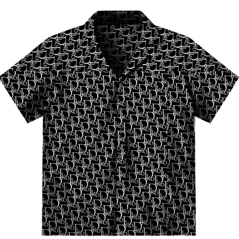Moda za Moške Majice 2023 Poletje Novo Pismo Natisnjeno River Gumb-Up Vrhovi Priložnostne Kratek Rokav Bluzo Hip Hop Ulične Oblačila