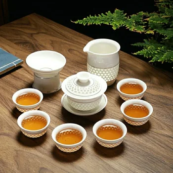 Modro Bela Lepe Keramični Čajnik Grelniki Vode Čaj Skodelico Porcelana Kitajski Kung Fu Čaj Nastavite Drinkware