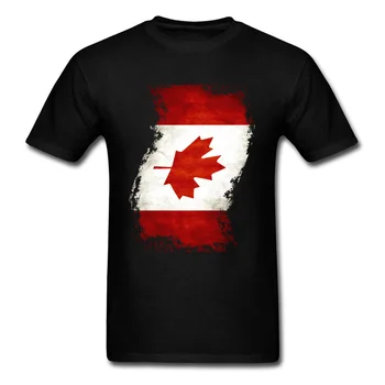Moške Ekipe T-shirt po Meri Vijugasto Kanada Zastavo Slikarstvo Črna Bela Rdeča T-majice Maple Leaf Retro Vrh Tee Debelo