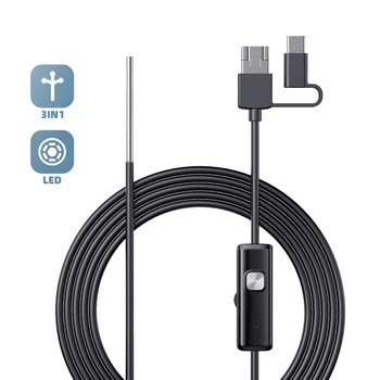 Nov 8 mm Objektiv Prenosni USB-Endoskop Fotoaparat Kača Toga Kabel Nepremočljiva Cev Borescope Z Led Luč Za Android Telefon Pad PC