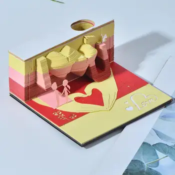 Omoshiroi Blok 3D Romantična LJUBEZEN Beležnica Memo Pad Opomba Lepljiv Papir Kiparstvo Model Valentinovo, Darila, Namizne Decora