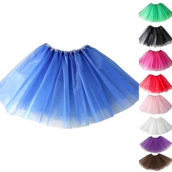 Otroci Otroški Dekle Tri Plasti Balet Ples Tutu Krilo Klasična Barva Mini Nabrano Obleko Elastična Stranka Petticoat