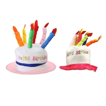Pliš Happy Birthday Cake Klobuk z Unisex Odraslih Fancy Stranka Obleko Kape