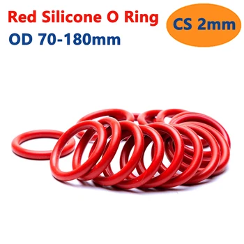 Rdeča Silikonsko O Ring CS 2 mm OD 70/72/73/74/75/78/80/82/85/88-180mm VMQ Silicij O-Tesnilo Nepremočljiva Izolirana Gumijasto Tesnilo za Tesnjenje