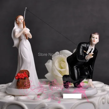 Smešno poročna torta toppers okraski nevesta in ženin Figur torto pokrivalo dekor teče ženin