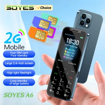 SOYES A6 4 Kartice SIM Pripravljenosti Hkrati 2G GSM Mini Mobilni Telefon 2.4