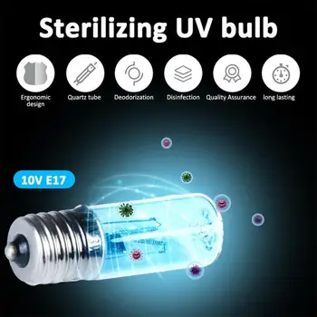 Vroče Prodajo E17 UVC Ultravijolično (UV Svetlobo Cev Žarnica 3W Razkuževanje Lučka Ozona Sterilizacijo Pršic Luči Protibakterijskim Sijalka