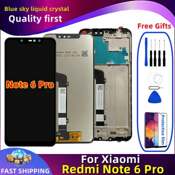 Za Izvirne Xiaomi Redmi Opomba 6 Pro LCD Z okvirjem Mobilni Telefon Zaslon, Zaslon na Dotik, Računalnike Skupščine Zamenjava M1806E7TG