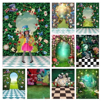 Začaran Ozadje Zeleni Vrtni Čudežne Pravljice Mushroom Metulj Gozdnih Rastlin Fantasy Dekleta Fotografija Ozadje