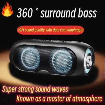 Zmogljiv Bas Zvočnik Prenosni FM Brezžični Zvočnik Bluetooth Zvočnik Doma Zbiranje Karaoke Bas Zvočnik Boombox Caixa De Som