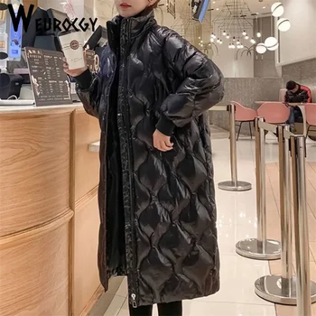 Ženske Plašč 2023 Zimski Modni Stoji Ovratnik Nov Slog Korejski Edition Vsestranski Toplo Nad Kolena Srednje Dolg Suknjič Trend